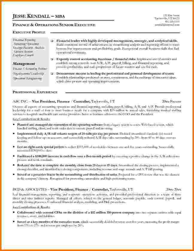 example finance resume