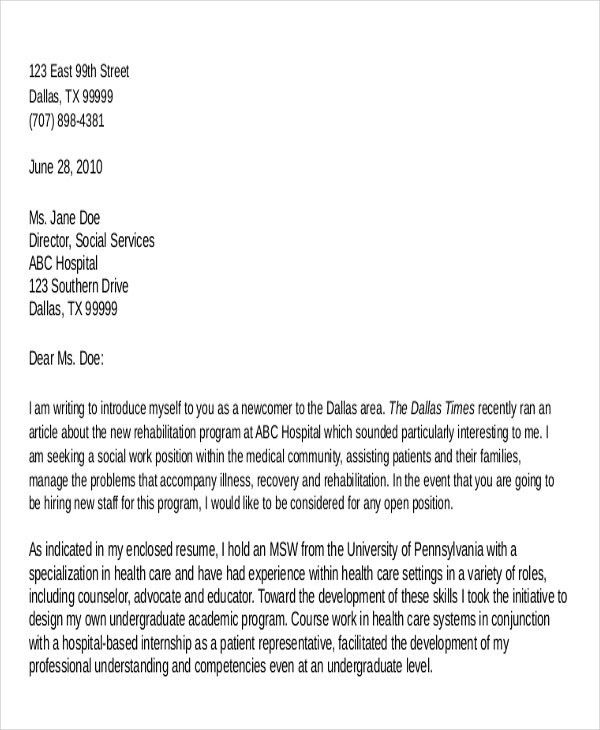 example of social work cover letters
