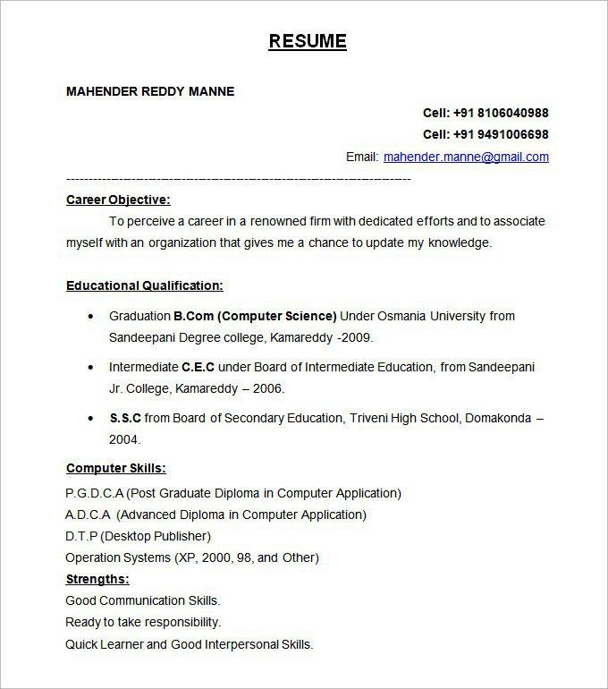 best resume format free