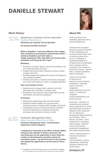 marketing specialist resume samples