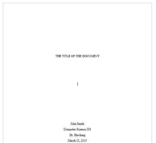 report cover page sample