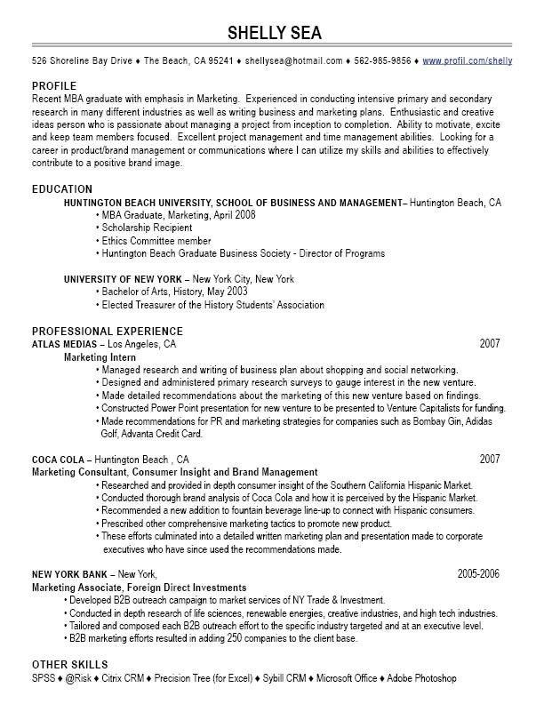resume profile examples for students