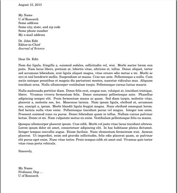 examples of short cover letters