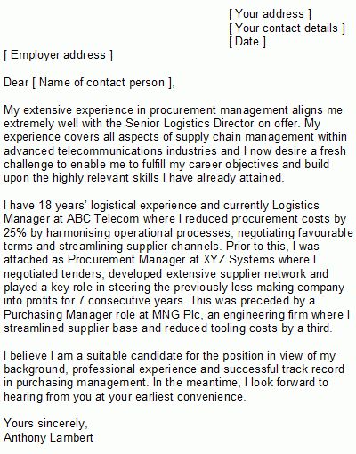 supply chain management cover letter
