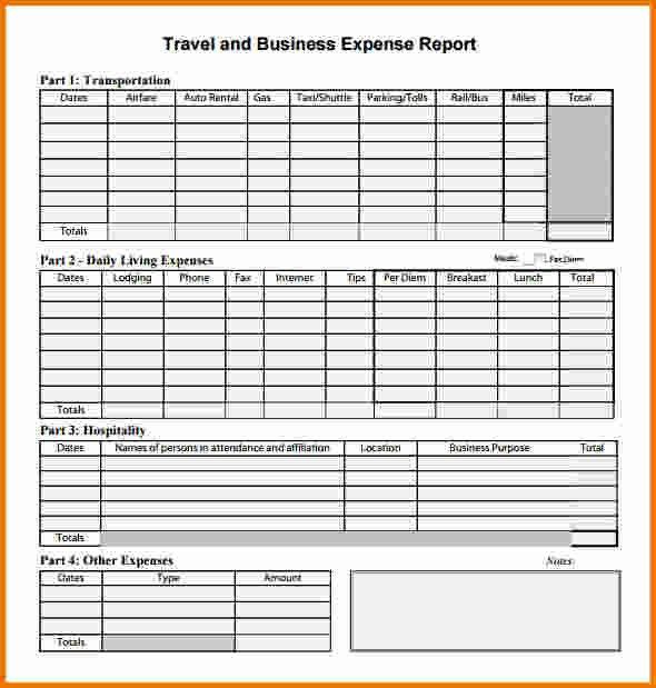 travel expense report template