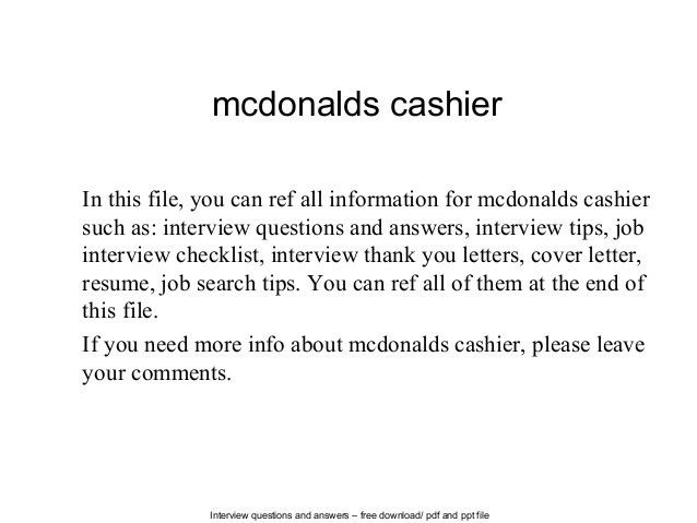 mcdonalds resumes