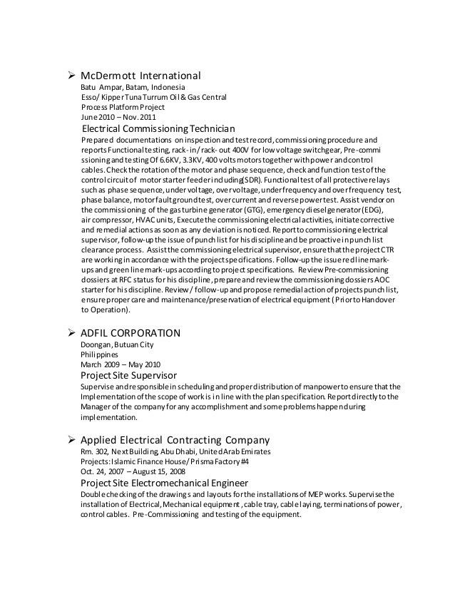 oil and gas resumes