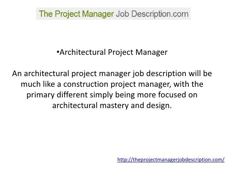 architectural project manager resume job description