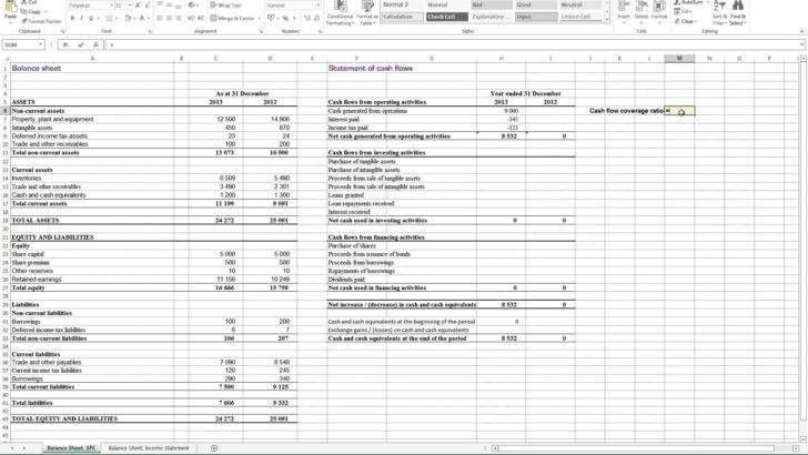 format for cash flow statement in excel