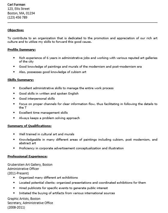 Arts administration sample resume 2 uxhandycom