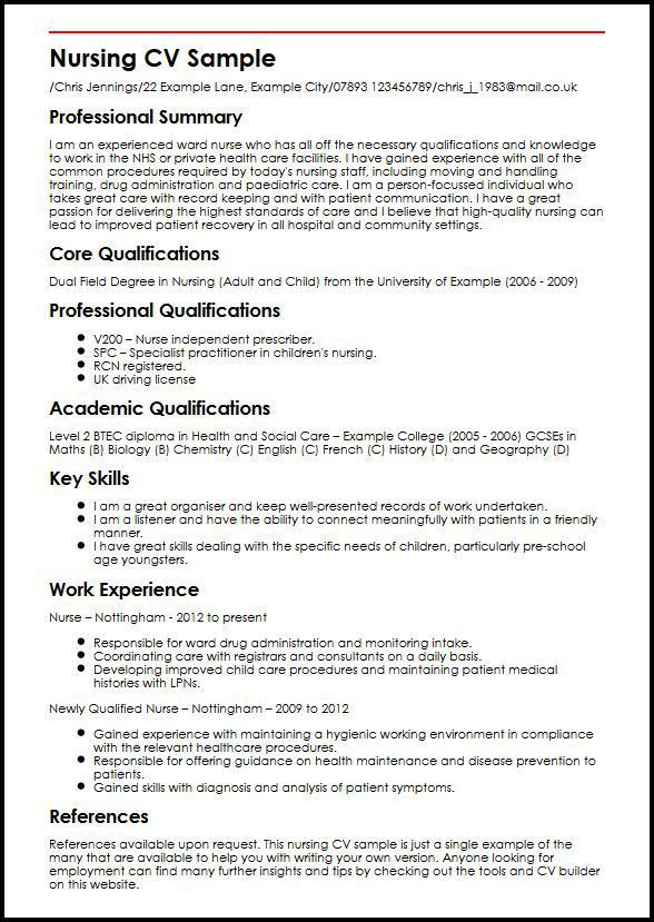 nursing resume examples 2012