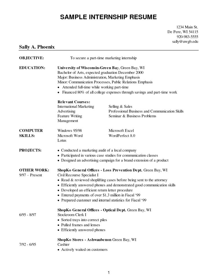 medical internship resumes