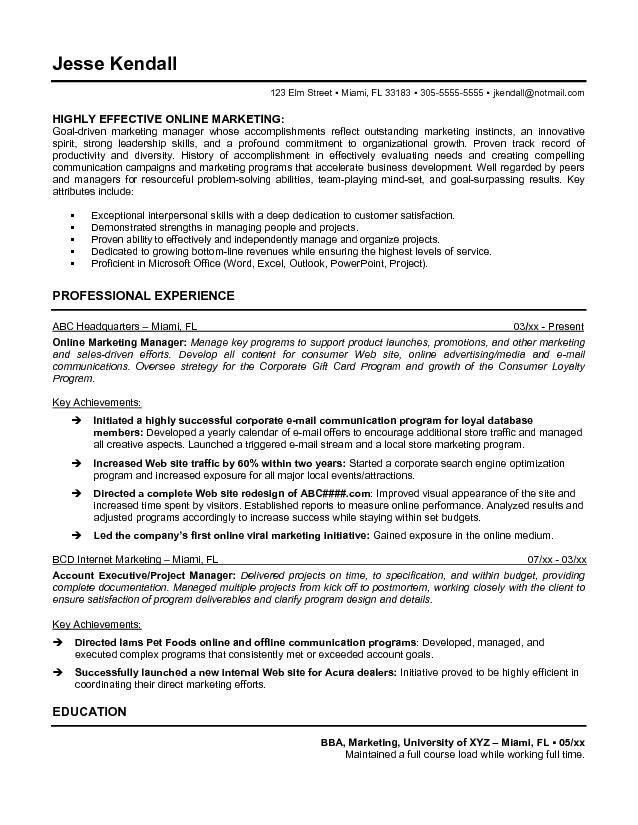 objective for project manager resume