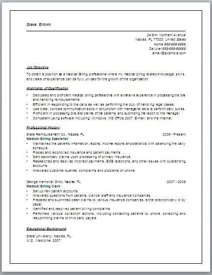 billing and coding resumes