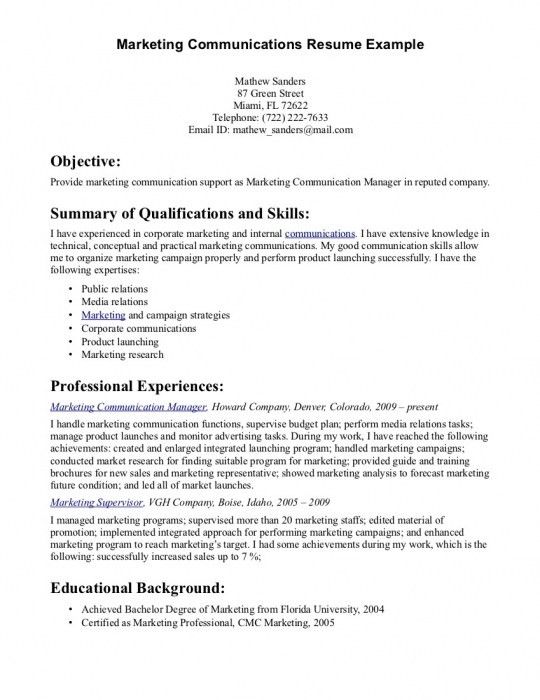 communication skills examples for resume