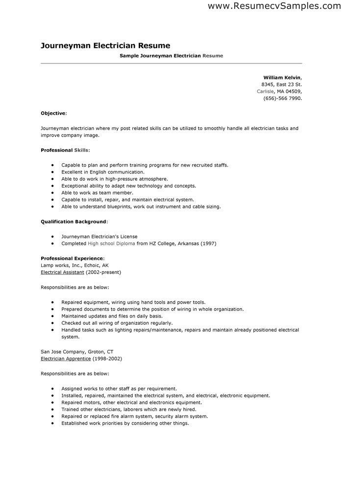 electrician resume sample