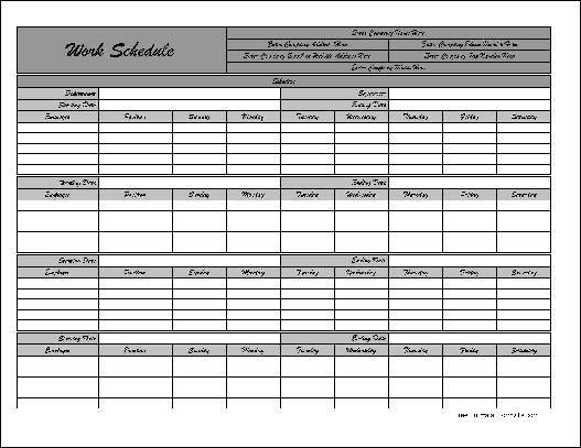 month schedule template