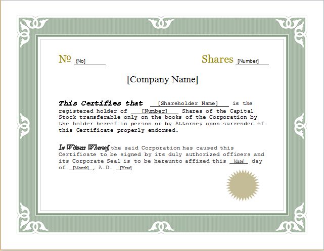 word doc certificate template