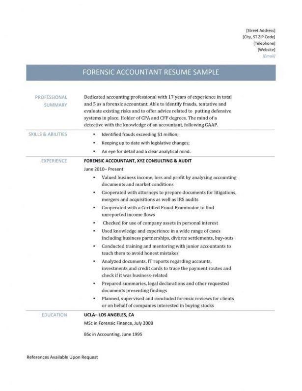 Forensic Auditor Sample Resume Free Forensic Accountant Resume