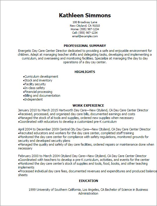 cover letter for childcare