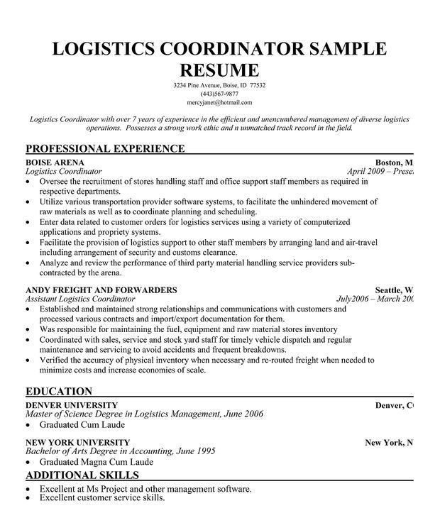 logistics specialist resume