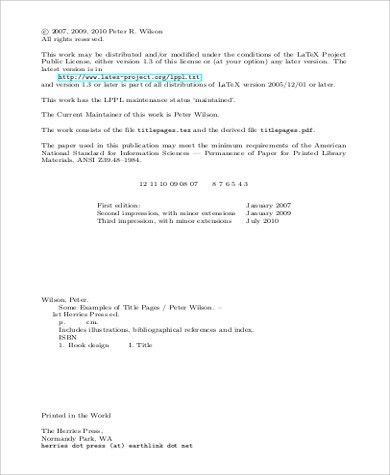 report cover page sample