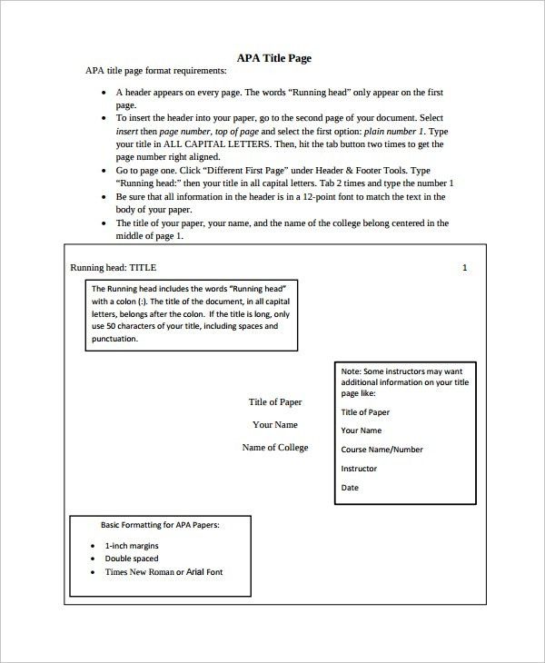 apa title page format template