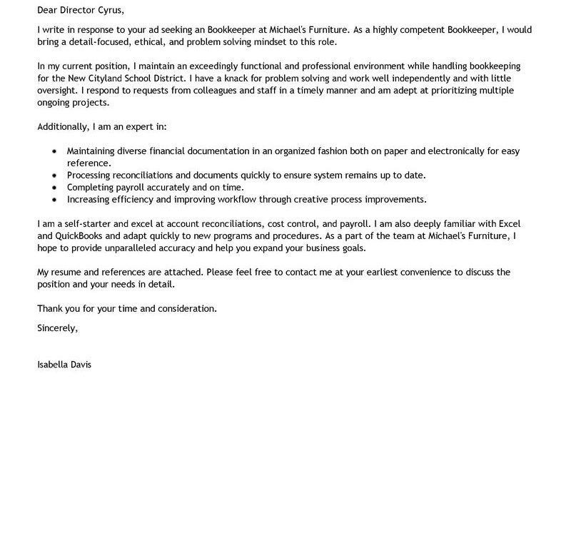 bookkeeping cover letter