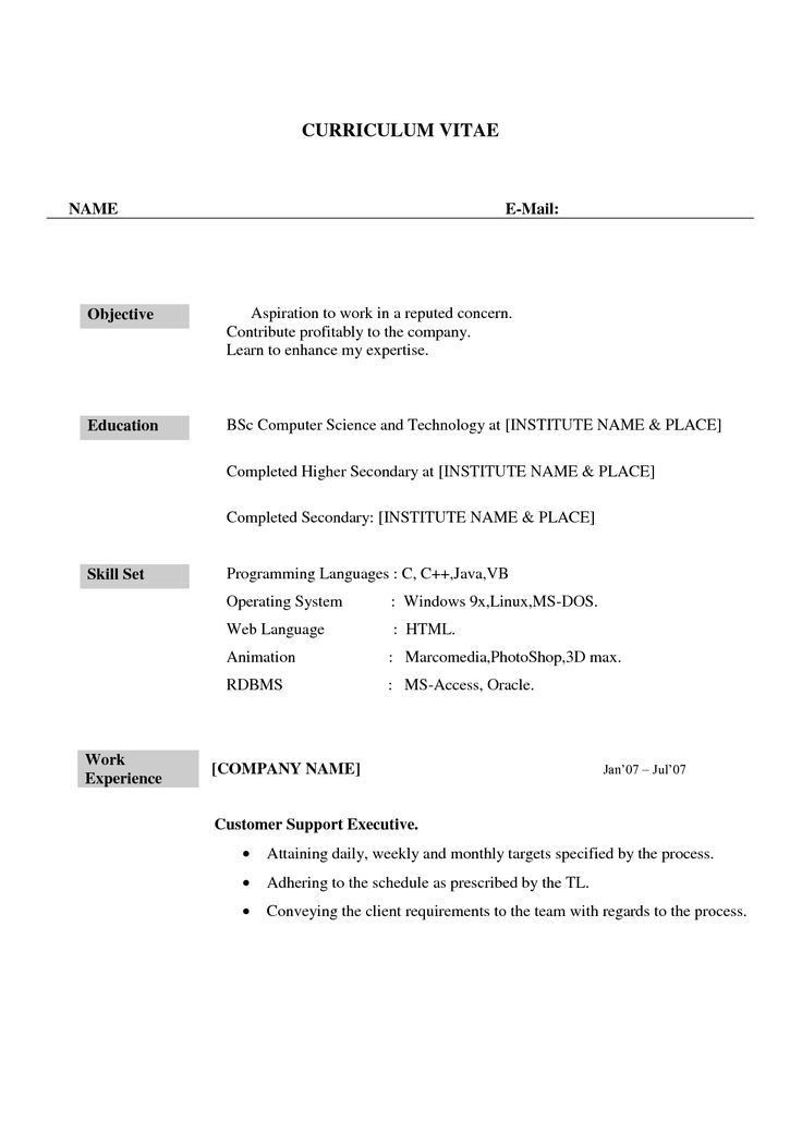 bca resume format