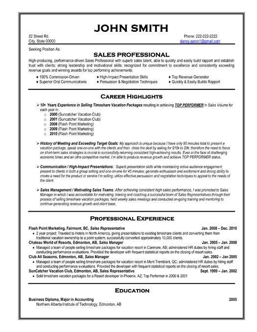 sales representative resume example