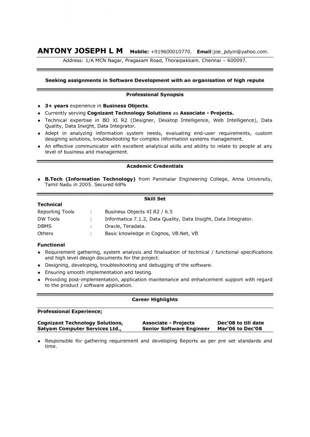 resume example profile