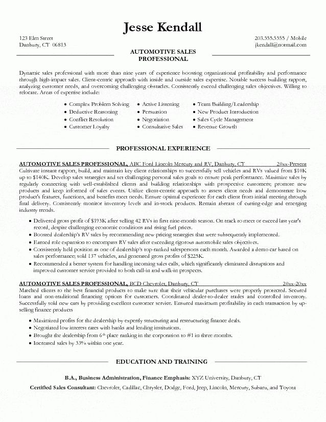outside sales resume