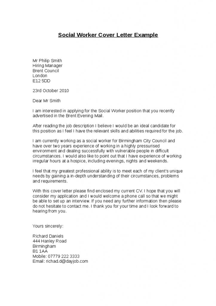 cover letter for a job not advertised