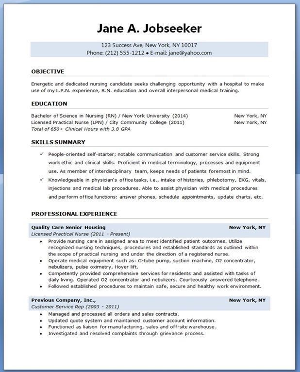 rn new grad resumes