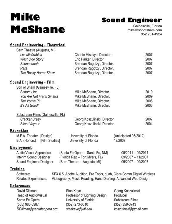 live sound engineer sample resume professional live sound sound engineer resumes