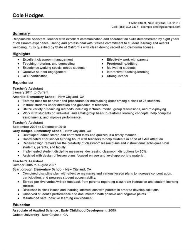 lead teacher resume