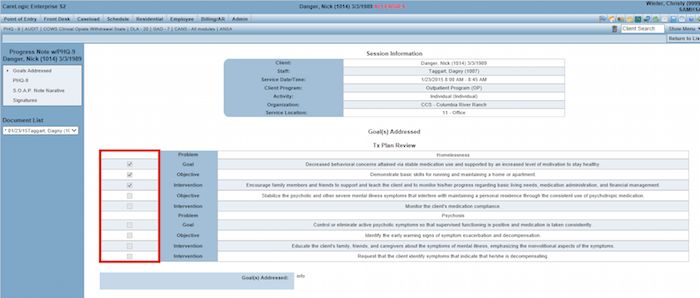 mental health progress notes
