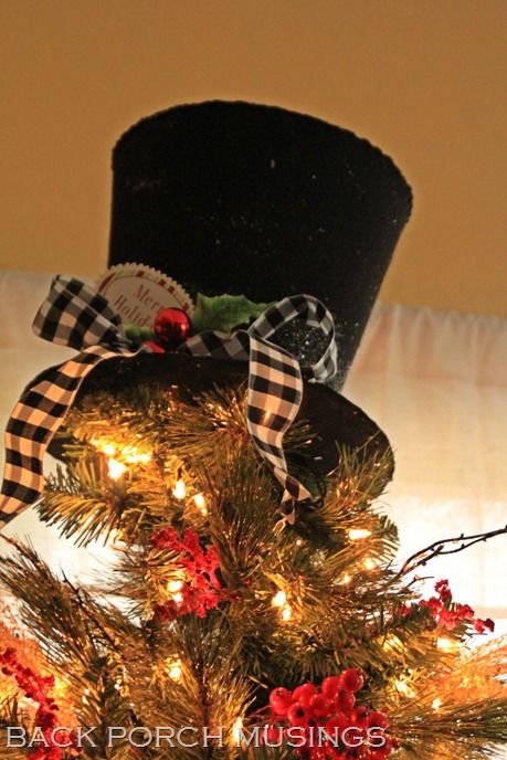 25 Unique Snowman Hat Ideas On Kids Top Coffee Snowman Hat Christmas Tree Topper Back Porch Musings