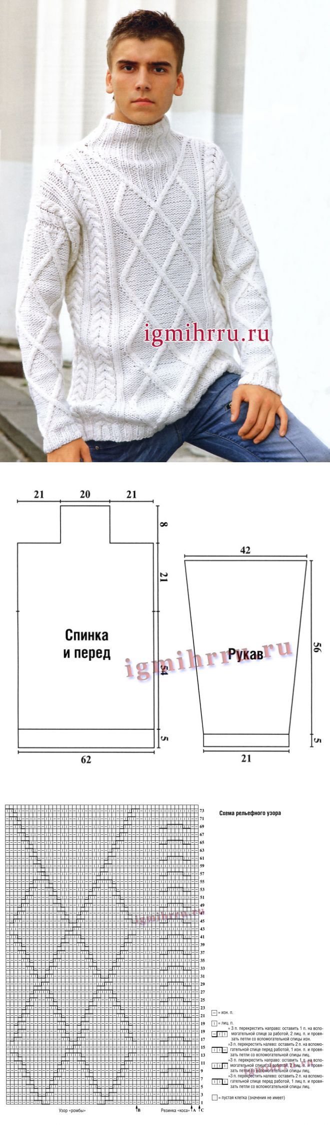 Мужской рисунок для вязания спицами Мужской рисунок для вязания спицами