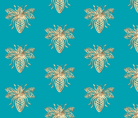 Celtic Bee Stencil Gold Fabric By Ingridthecrafty On Celtic Bee Stencil Gold Fabric By Ingridthecrafty On
