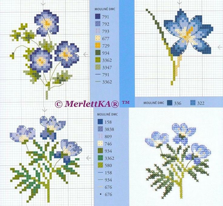 Простые схемы для вышивки крестом цветы 75