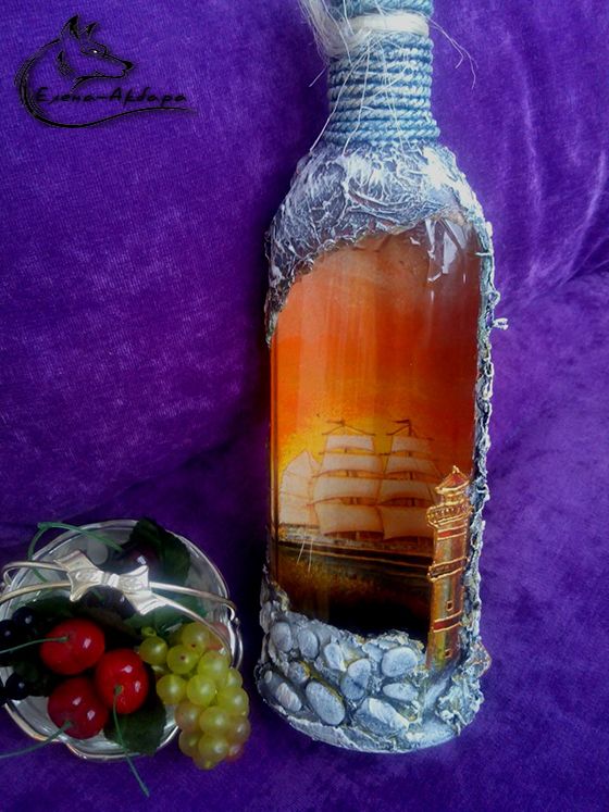 Бутылка с обратным декупажом Бутылка с обратным декупажом