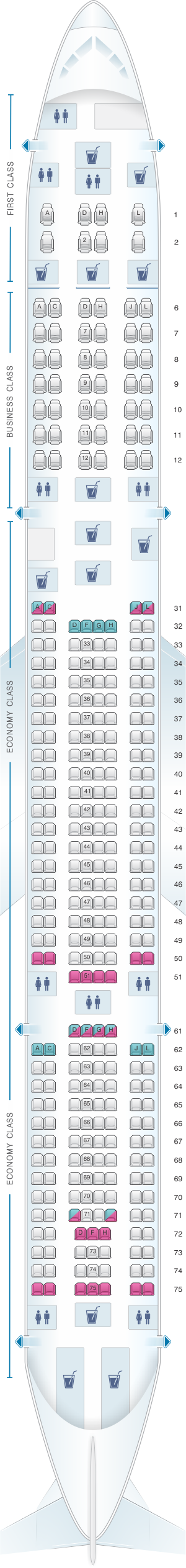 Seat Map China Eastern Airlines Airbus A340 600 Seat Map China Eastern Airlines Airbus A340 600