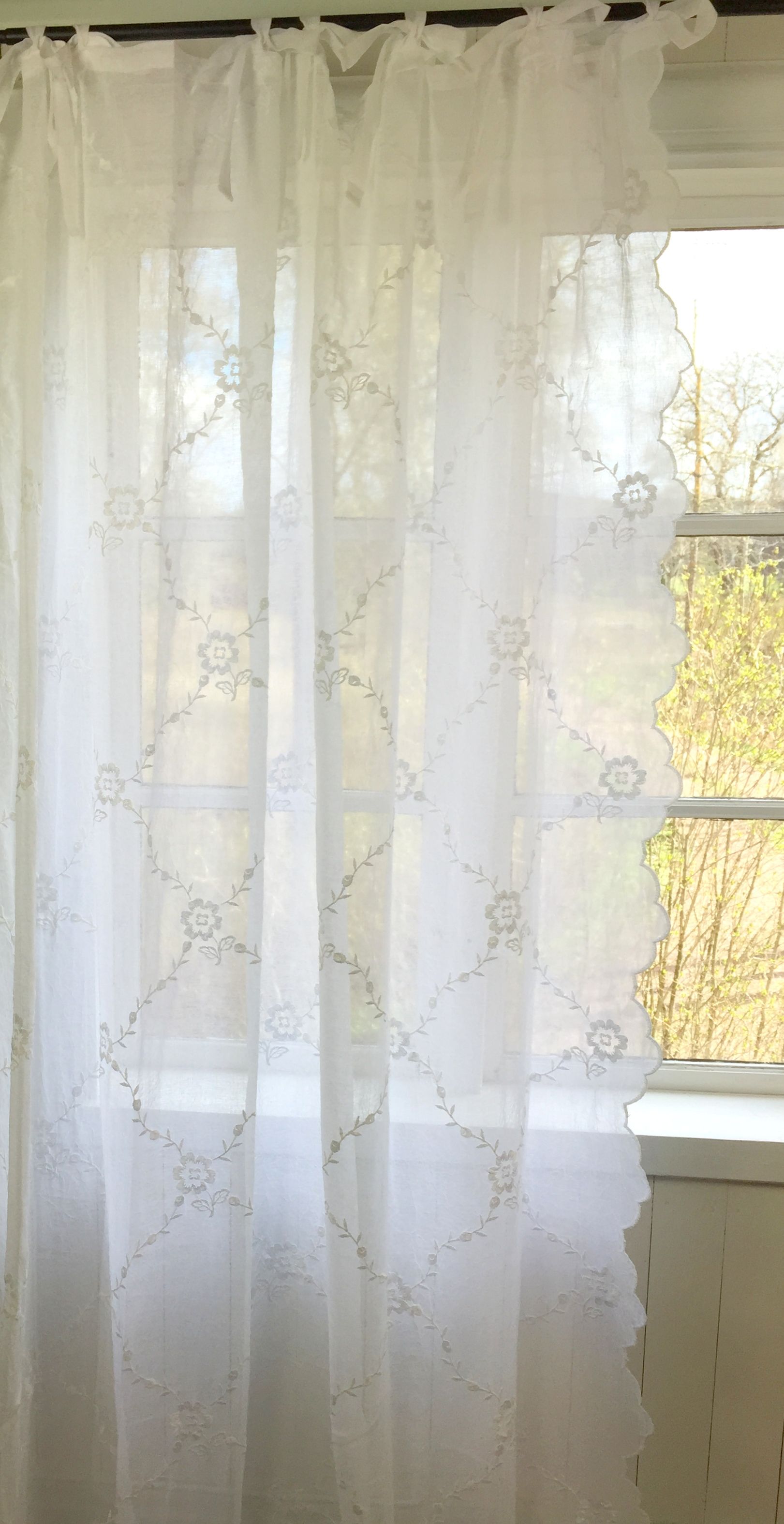 Weiß Gardinen Schal CHIARA Bestickt 200x250 cm Shabby Vintage Landhaus Shabby Vintage