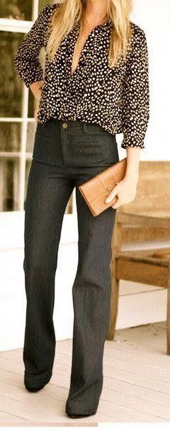 Printed blouse and vintage jeans Printed blouse and vintage jeans