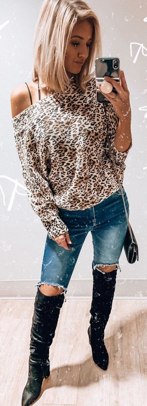 brown and white leopard skin one-shoulder shirt
