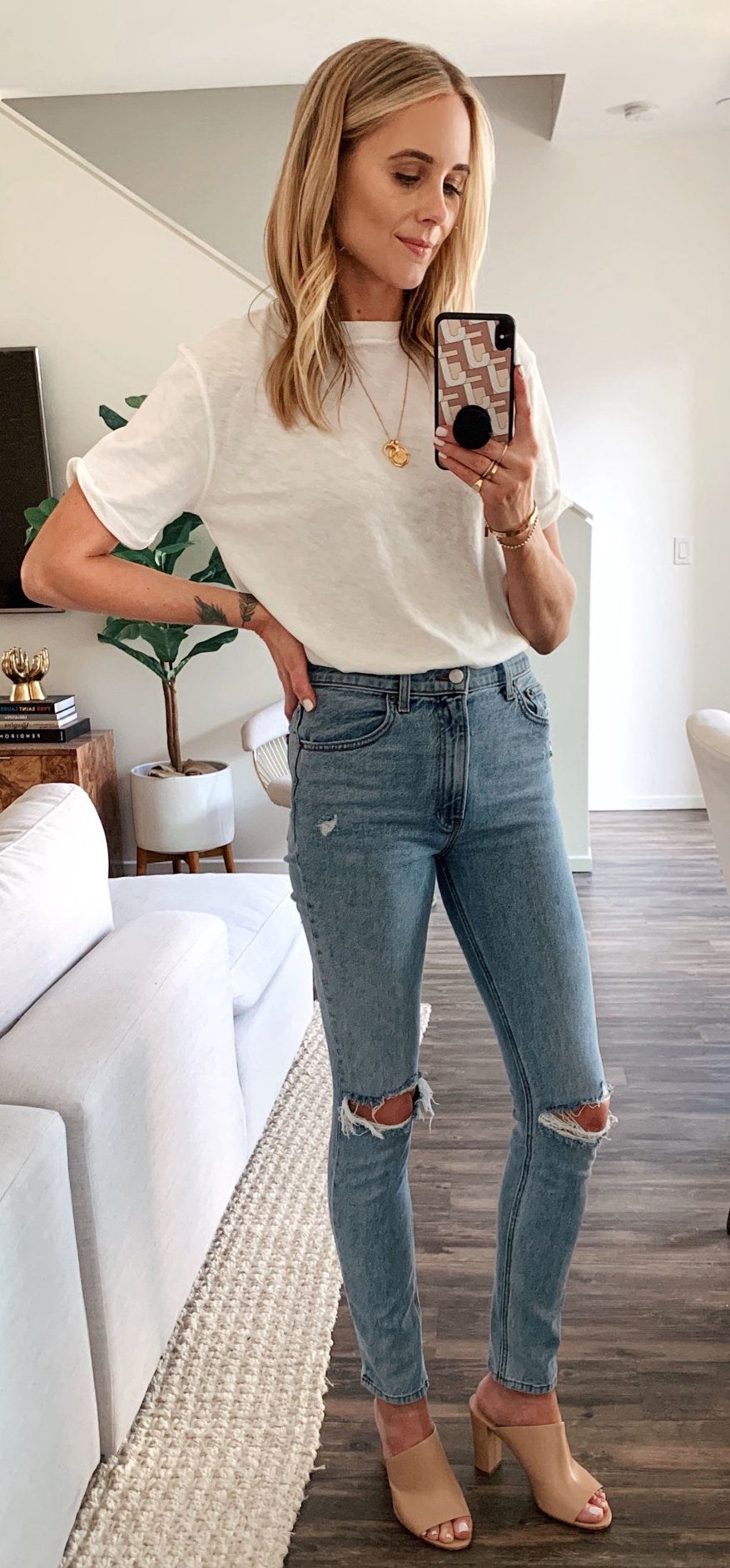 blue ripped jeans #summer #outfits blue ripped jeans #summer #outfits