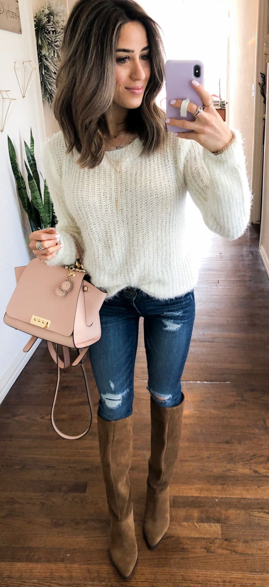 white and black long sleeve dress #spring #outfits white and black long sleeve dress #spring #outfits