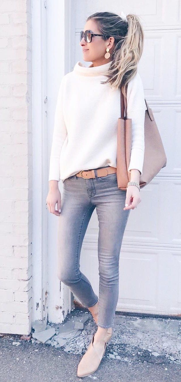 beige leather shoulder bag #spring #outfits