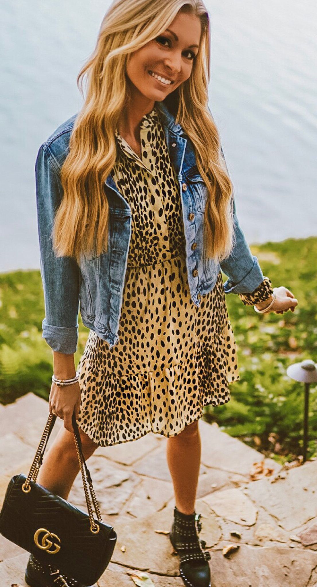 blue denim button-up jacket